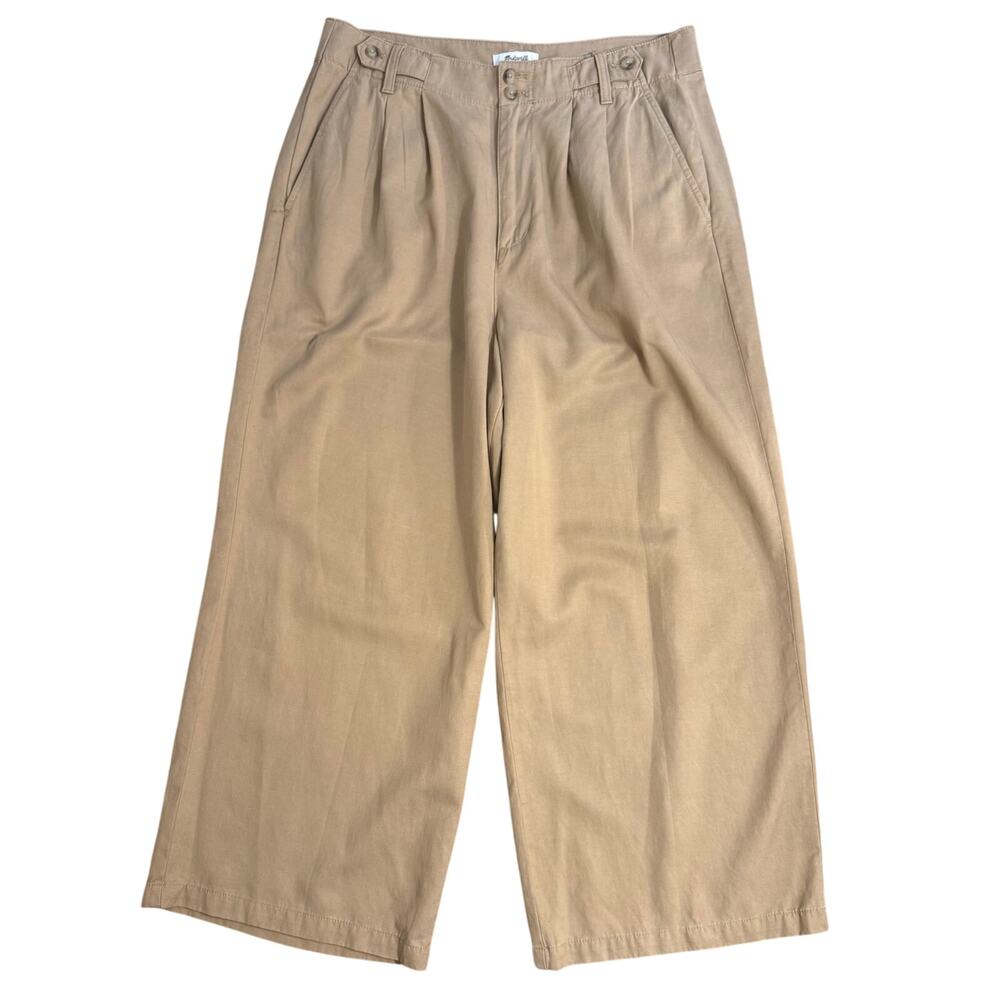 Madewell Harlow Wide-Leg Trousers High Rise Pleated Drapey Twill Tan Petite 12P